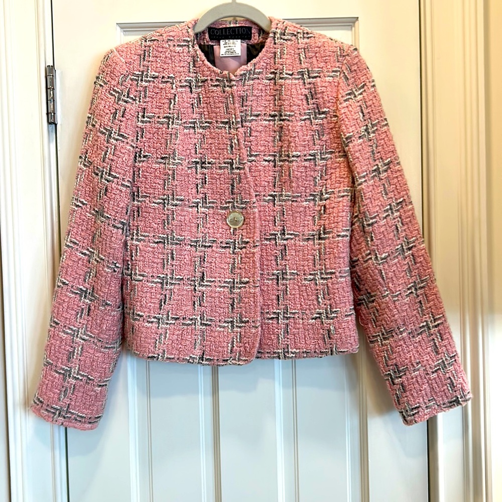 COLLECTION Harve Benard Boucle Pink Plaid Blazer for Work or Casual sz.4